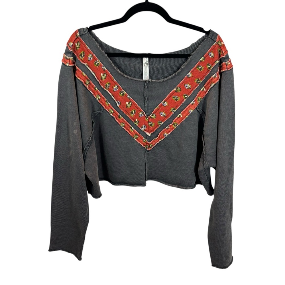 Ladies‎ Intimately Free People V Neckline V Pattern Patchwork Sweatshirt Large
